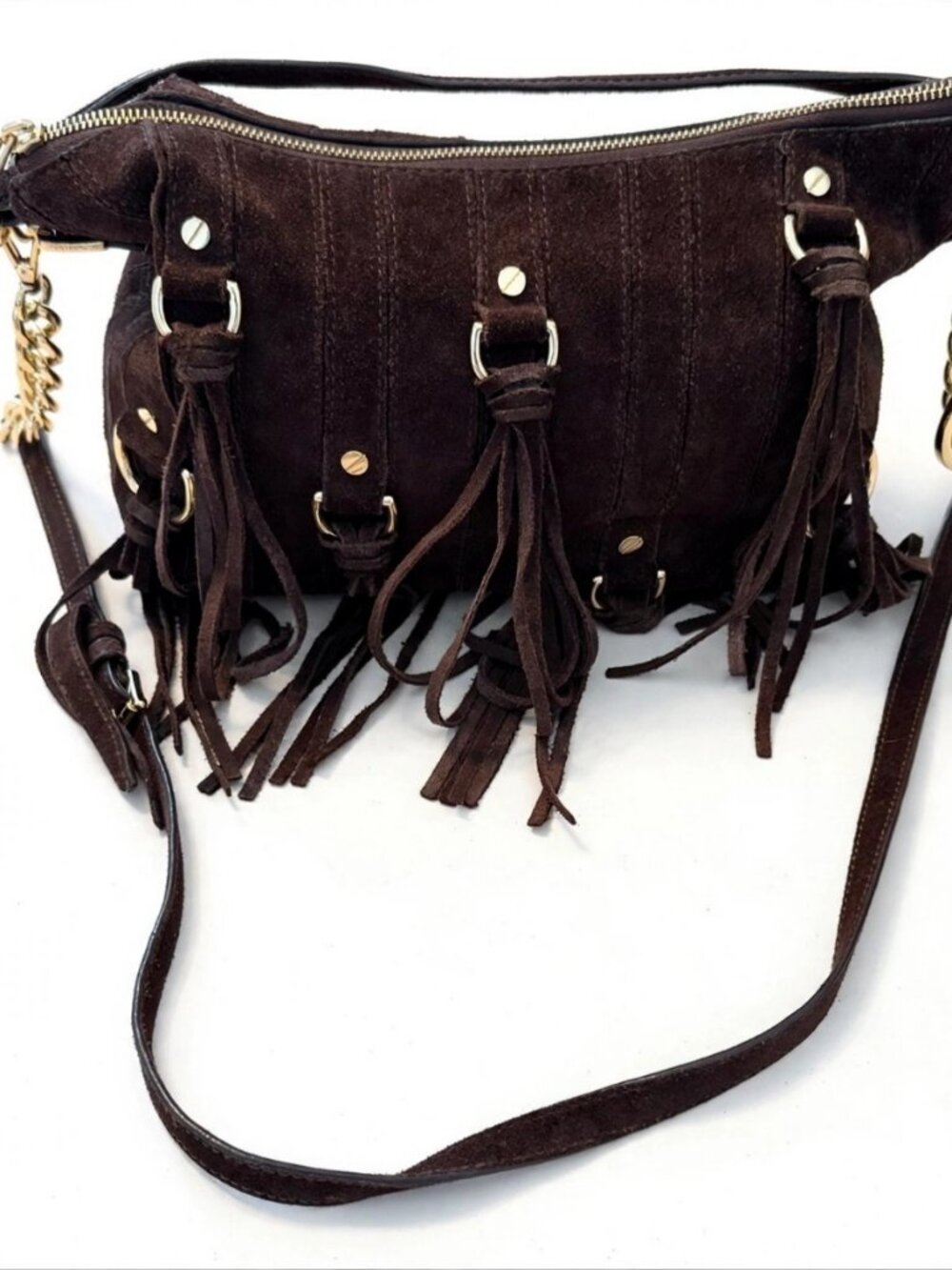 Michael Kors Brown Suede Fringe Bag